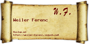 Weiler Ferenc névjegykártya